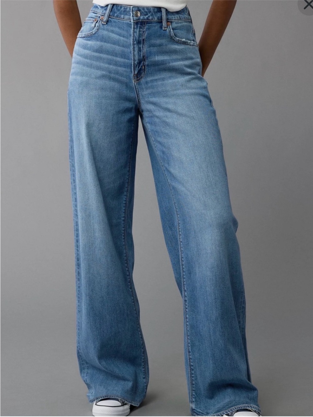 American Eagle Super High Rise Baggy Wide Leg Jeans Sz 14